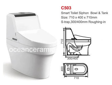 Jeden kawałek 710 X 400 X 710 mm Smart Toilet Wall Hang Standing Inteligentny krzesło toaletowe